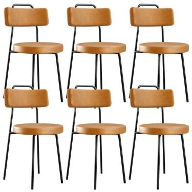 Imagem de Kit 6 Cadeiras Estofada Barcelona F01 Couríssimo Whisky