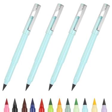 Imagem de PATIKIL Forever Pencil, conjunto de 4 peças de lápis de metal afiados mecânicos fofos para livros de colorir, esboço, desenho, escrita, arte, iniciante, marcador azul claro