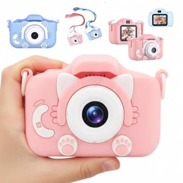 Imagem de Câmera Digital Infantil HD Portátil Gatinho – Máquina Fotográfica para Crianças com Tela 2″, Jogos, 13 MP, Zoom 4× e Bateria Recarregável USB (Cor sortida)