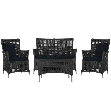 Imagem de Jogo Sofá 2 Poltronas E Mesa Igapó Fendi E12 Trama Original Preto