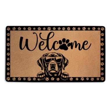 Imagem de Tapete de porta Rottweiler para presentes, 45 x 76 cm, capacho de coco sintético com suporte de PVC antiderrapante, tapete de boas-vindas fofo para entrada interna ao ar livre, varanda, casa
