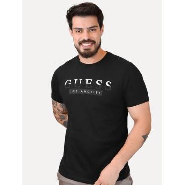 Imagem de Camiseta Guess Masculina Los Angeles Silk Split Preta Tamanho:XL/GG, X