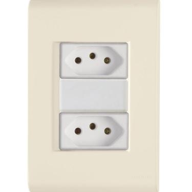 Imagem de Cj Duas Tomadas Dupla 10a Liz Bege Tramontina Completo Pronto Tramontina