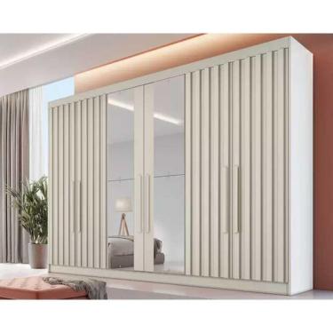 Imagem de Guarda Roupa Casal 6 Portas C- 4 Ripadas E 6 Gavetas C-2 Espelhos Potente Off White - Europa