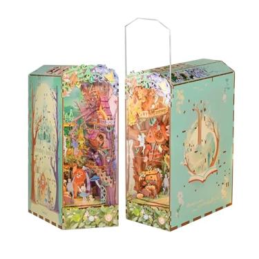 Imagem de Tonecheer DIY Book Nook Kit, Dorothy's Journey 3D Puzzle Wooden Fairy Tales Miniature House Kit for Adults, Booknook Set Dollhouse Bookshelf Decor Bookend with Dust Cover and LEDs Ideal Gifts