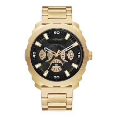 Imagem de ED HARDY Relógio masculino dourado brilhante com mostrador redondo 50442GB-42-G27