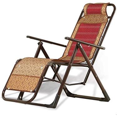 Imagem de Espreguiçadeira de jardim, espreguiçadeira dobrável, espreguiçadeira de bambu, tecelagem, varanda, escritório, espreguiçadeira, jardim, pátio, gravidade, cadeira dobrável (cor, marrom), vermelha