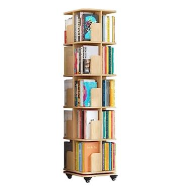 Imagem de UINGBPXT Estante de canto giratória de 360° estante de madeira com várias camadas, estante com rodinhas para casa, organizador de livros, exibição perfeita