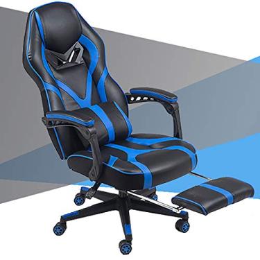 Imagem de Cadeira de escritório para jogos, cadeira de computador, cadeira de jogos ajustável em altura, cadeira de escritório com encosto alto, cadeira ergonômica para computador com apoio de cabeça, cadeira