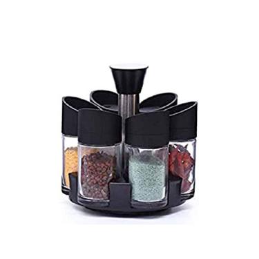 Imagem de Organizador giratório de 7 frascos para temperos, bancada de ervas e especiarias com 7 frascos de vidro