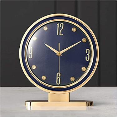 Imagem de Relógio de mesa doméstico de couro, relógio de mesa de um lado, algarismos arábicos, decorativo, relógio de mesa, espelho de vidro, cornija, relógio de prateleira, relógio