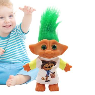 Imagem de Boneca Troll, bonecos de Natal | Decoração de Natal colecionável, adoráveis estatuetas de prateleira, ornamento decorativo retrô de mesa para estante de quarto de crianças