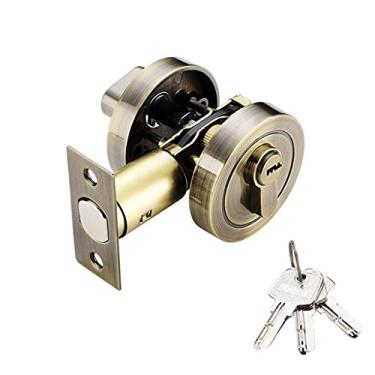 Imagem de Cilindro de liga de zinco fechadura única fechadura de porta guarda de segurança parafuso morto com chaves para ferragens de porta de madeira (tamanho: E) (uma cor preta)