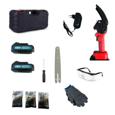 Imagem de Mini Serra Motosserra Elétrica Portátil Recarregável Vermelha 500W 48V 110V/220V Shark Blue