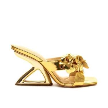 Imagem de Tamanco Feminina Cecconello Couro Metal Dourado - 2521003-Feminino