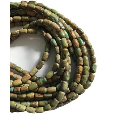 Imagem de Lady Works Fio de pedra natural turquesa verde de 33 cm, contas lisas de barril de 10 x 6 mm para fazer joias DIY | Beads_04552