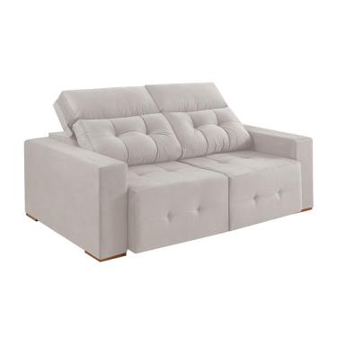 Imagem de Sofá 3 Lugares Retrátil e Reclinável Roma Veludo Areia 180 cm