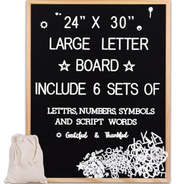 Imagem de Quadro de cartas grande de feltro 61 x 76 cm com 6 conjuntos de cartas, quadro de mensagens de feltro com moldura de madeira para anúncios de bebês, marcos, menu de montagem na parede e decoração de