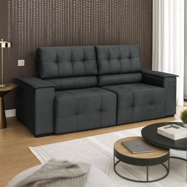 Imagem de Sofá Vicenza 3 Lugares Retrátil Sala de Estar 175cm Suede Cinza - INCA