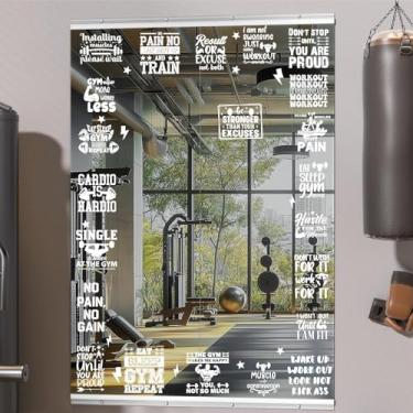 Imagem de Decalques de vinil com espelho de academia, 22 peças, motivacional, para academia, para exercícios, inspiradores, autoafirmação, decoração de casa, para decoração de casa para vidro, adesivos de