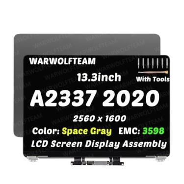 Imagem de WARWOLFTEAM Compatível com MacBook Air A2337 M1 2020 EMC 3598 MGN93xx/A MGNA3xx/A MGND3xx/A LCD LED Screen Replacement Cable Hinges Full Top Complete Assembly 33.8 cm 2560 x 1600 (cinza espacial)