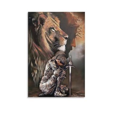 Imagem de Mulher Leão Guerreira, Mulher Guerreira de Deus, Leão de Judá, Cartazes de Arte de Parede Religiosa para Casa Pintura Decorativa Tela Arte de Parede Sala de Estar Pósteres Pintura de Quarto 16 x 24