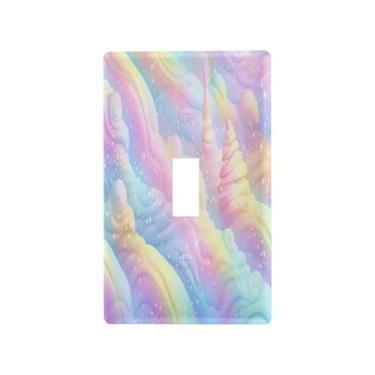 Imagem de Blueangle Capa para placa de parede para interruptor de luz - Capa decorativa para interruptor de luz de redemoinho de sorvete arco-íris placa de parede, tamanho 1 - gangue 4,53 x 2,76 polegadas (576)