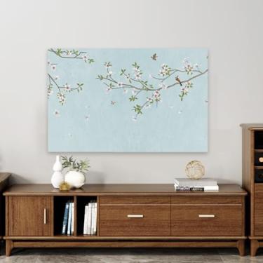 Imagem de Capa de TV Protetor de Tela Interior Elástico Pendurado Protetor de Televisão 32-85 Polegadas Tela Universal Moderna Casa LCD LED Plasma Plano para Decoração de Sala de Estar - Azul||75-85 polegadas