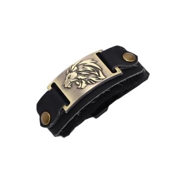 Imagem de SUNGOOYUE Correia de Mudo de Guitarra, Baixo Acústico de Couro PU Elimina Amortecedor de Cordas de Feedback para Prática de Guitarra de 6 e 7 Cordas (Leão Negro)