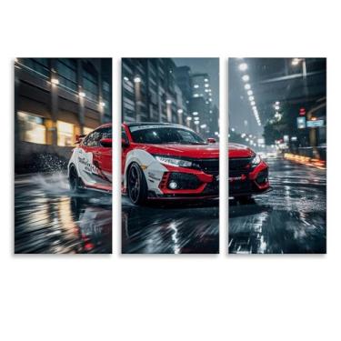 Imagem de HUIROBO Jdm Sports Car Drifting On Rainy Nights Poster arte de parede em tela para sala de estar quarto decoração de casa escritório pintura pôsteres (40 x 80 cm) × 3)