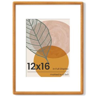 Imagem de Axeman Moldura de 30 x 40 cm - Moldura de madeira teca maciça 30 x 40 cm com tapete para 21 x 28 cm - Moldura de canto arredondado 30 x 40 cm com vidro temperado para exibição de parede