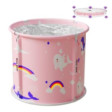 Imagem de Banheira portátil, banheira dobrável para crianças, banheira terapêutica para box de chuveiro, banheiro dobrável, banheira de spa quente japonês, presentes de Natal para meninos e meninas 54 cm x 60