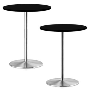 Imagem de Pacote com 2 toalhas de mesa redondas pequenas para mesas de coquetel de 61 cm, capa de mesa elástica, impermeável, elástica, lavável, toalha de mesa de elastano dobrável para piquenique, jantar, bar
