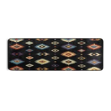 Imagem de Qilmy Tapete colorido estilo nativo americano 183 x 61 cm, antiderrapante, antifadiga, confortável, tapetes longos, para quarto, sala de estar, banheiro, corredores, entrywa336