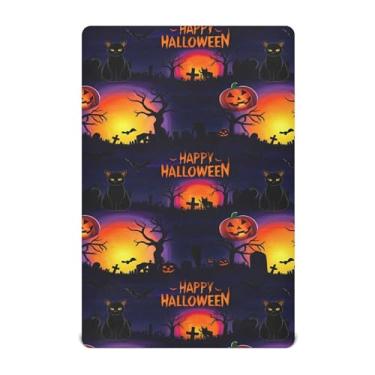 Imagem de Burbuja Lençol de berço assustador de Halloween para meninos e meninas, lençol com elástico 71 x 132 cm para colchão padrão de berço e cama infantil, macio e respirável