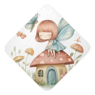 Imagem de Burbuja Toalha de banho de bebê casa de cogumelo de desenho animado - Toalha com capuz de algodão musselina absorvente macio para recém-nascido, 76 x 76 cm
