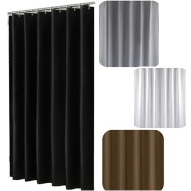 Imagem de Cortina de Box Preta com Ganchos, Impermeável para Banheiro