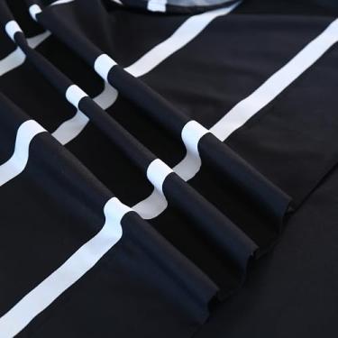 Imagem de MAG Lençol de cima listrado tamanho solteiro apenas, lençol de cima guingão à base de preto e branco, microfibra super macia para amantes de listras, tamanho solteiro (165 x 241 cm).