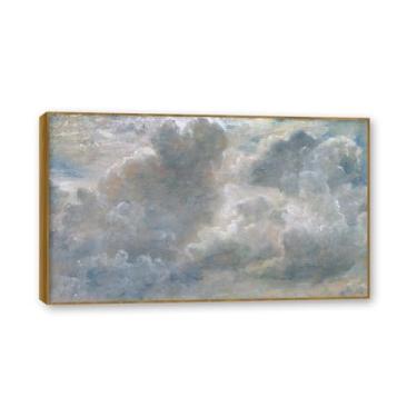 Imagem de Moldura de madeira de teca. Mural com moldura de madeira maciça John Constable Pintura de paisagem Arte de romance Arte de parede elegante emoldurada. (Estudo de nuvem 27). 60 x 102 cm