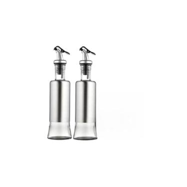 Imagem de Galheteiro para Azeite ou Vinagre, Vidro e Aço Inox, 300ml, Dosador, 26cm Altura x 6cm Diâmetro