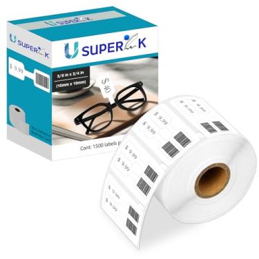 Imagem de USUPERINK [1 rolo, 1500 etiquetas/rolo] Etiqueta branca autoadesiva de preço 2 etiquetas estilo barra compatível com Dymo 30299 3/8" x 3/4", uso em impressora LabelWriter 300 310 450 Duo 4XL, sem BPA