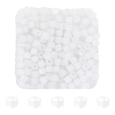 Imagem de Mandala Crafts Contas de cristal de cubo branco de 4 mm – 500 contas de vidro facetadas para fabricação de joias, suprimentos de contas, artesanato DIY, pulseiras, colares, brincos e contas