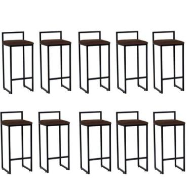 Imagem de 10 banquetas para churrasqueira e bar rosalia-assento marrom - GAT MAG