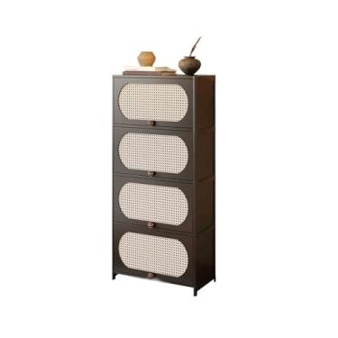 Imagem de hezhuhe2258 Aparador de sala de jantar Aparador de canto de 4 andares/estante com gavetas para armazenamento e exibição da sala de estar