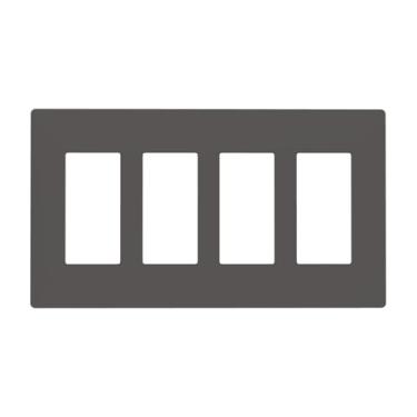 Imagem de Cinza/Cinza, 4 Gangs, Quadriciclo, Rocker, GFCI/Decorador, Placa Decorativa, Placa Frontal Elétrica, Decorativa, Sem Parafusos