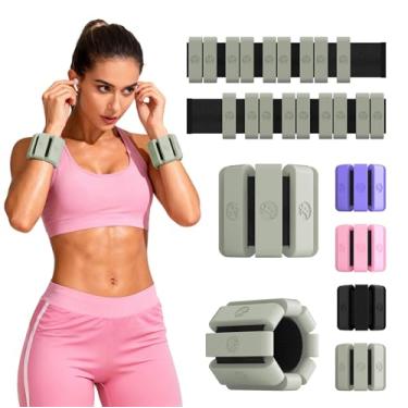 Imagem de Sonkoloro Pesos de pulso ajustáveis para mulheres e homens, pesos de perna para mulheres de 0,3 kg a 0,5 kg cada para caminhada, ioga, dança, barra, academia (Matcha, 1 kg (2 peças))