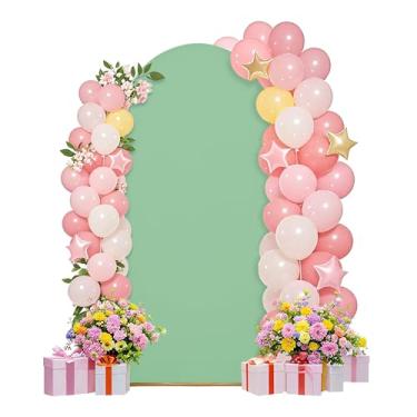 Imagem de Conjunto de capas de arco de casamento de 2 m, capa de arco, suporte de arco, tecido elastano, pano de fundo elástico para decoração de festa de aniversário de casamento, chá de bebê (verde menta)