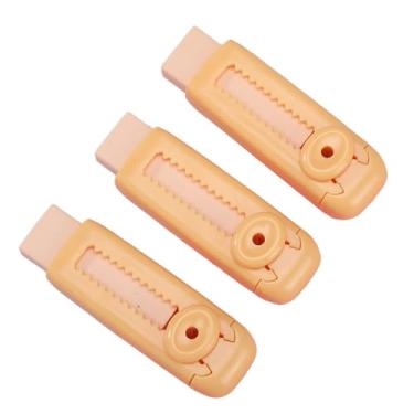 Imagem de Pacote com 3 borrachas retráteis para lápis – Macia, laranja, borracha grande com manga de plástico para escola, escritório, casa, artistas