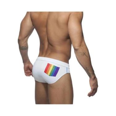 Imagem de Sunga Masculina Sexy Com Efeito Push-up Em Cores Arco-Íris Para Surf E