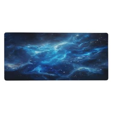 Imagem de Tapete de mouse grande espaço azul galáxia impermeável computador estendido tapete protetor de mesa tapete antiderrapante base de borracha para escritório, computador, teclado, laptop e mesa de casa